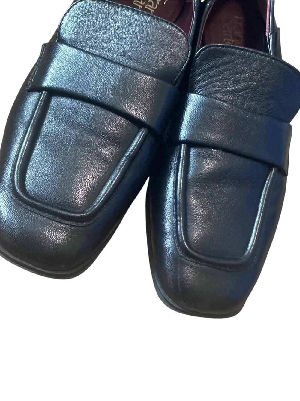 Franco Sarto Black Leather Almond Toe Classic Chic Loafers Size 6M